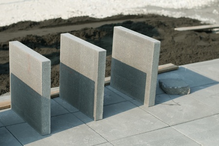 Tiling of pavement and sand pile. Three tilesのeditorial素材
