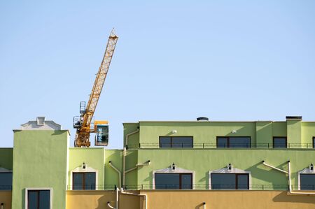 New colored building and craneの写真素材