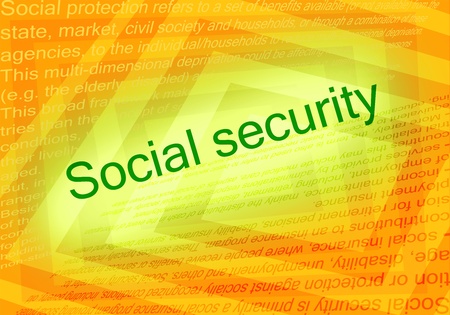 Social security text and orange background with text about Social securityの写真素材
