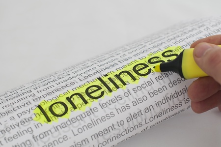 Typed text Loneliness on paper and texts on backgroundの写真素材