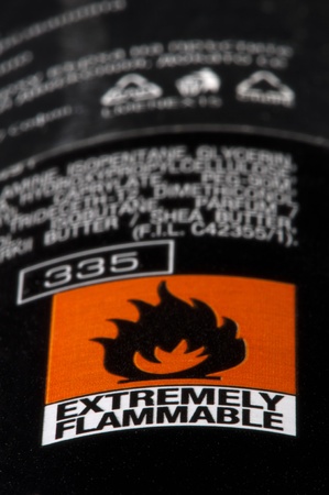 Symbol for flammable liquids on pressure bottleの写真素材