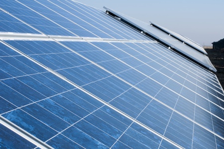 Solar photovoltaic panels. Solar parkの写真素材