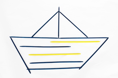 Sticks made ship over white
