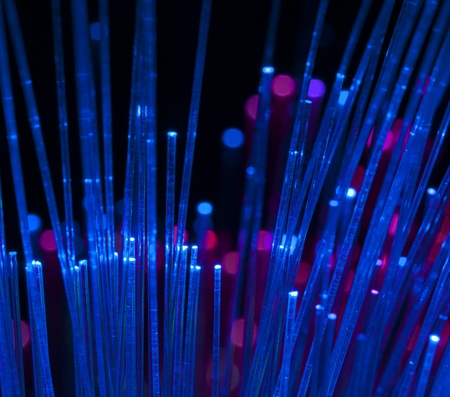 Blue colors optical fibersの写真素材