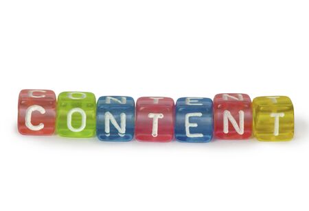 Text Content on colorful wooden cubes over whiteの写真素材