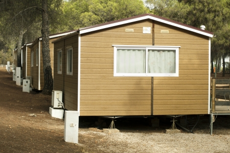 Mobile homes, brown bungalow in a camping.の写真素材