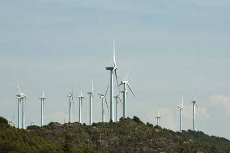 Wind generators on the top of the mountain