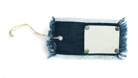 Denim Label. Jeans fabric with fringeの写真素材