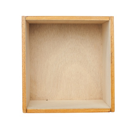 Wooden box of cedar wood. White isolated