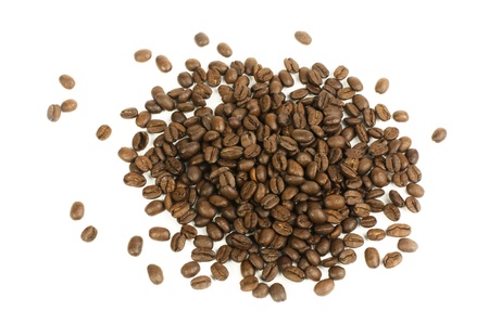 Coffee beans white isolated. Copy space