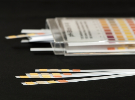 Litmus strips for measurement of acidityの写真素材