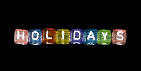 Word holiday. Black isolated cubesの写真素材