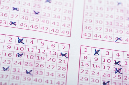 Marked lottery ticket close up. Studio shotの写真素材