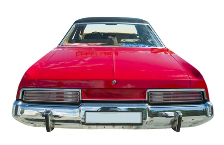 Old vintage retro car  Red color american car  White isolatedのeditorial素材