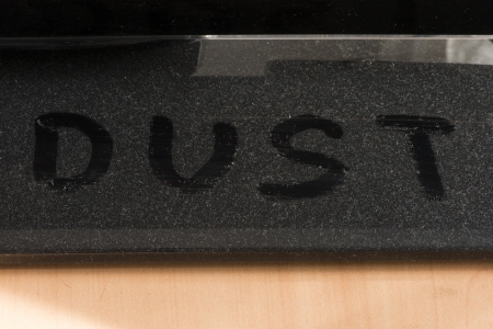 Dust on furniture. Word dust の写真素材