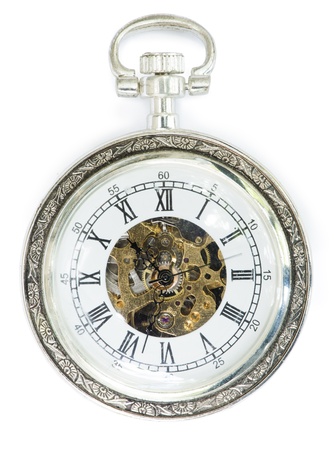 Mechanical clock with cover. White isolatedの写真素材