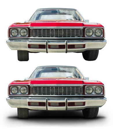 Old vintage retro car. Red color american car. White isolatedのeditorial素材