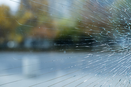 Cracked glass and city 