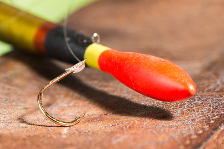 Hooks for fishing and float. Macro shot. Natural lookの写真素材