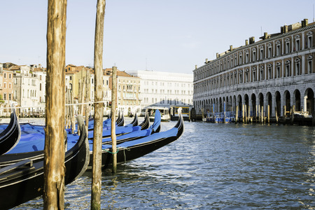 Ancient gondolas boat in Venice. Close upの写真素材