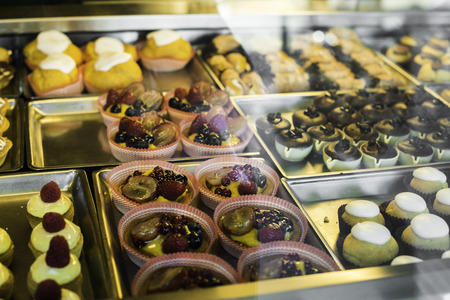 Bakery in Italy. Close up sweets