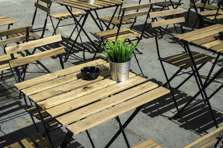 Authentic italian coffee tablÐµ. Flowers on the tableの写真素材