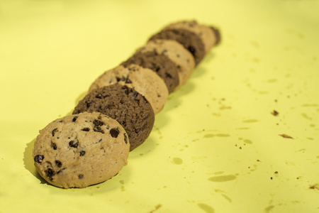 Biscuits on yellow background. Day light
