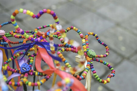 Multicolor heart shapes toysの写真素材