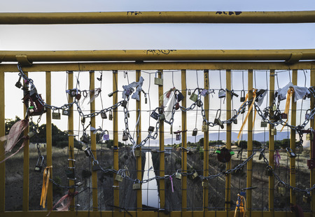 Locks on bridge in Corinth canal