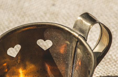 Metal cups in a shape of heart, Bulgariaの写真素材