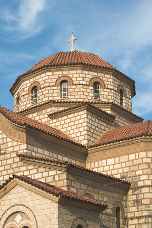 Typical Greek church. Blue sky. Greeceの写真素材