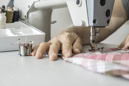 Sewing machine close up.