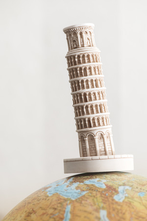 Pisa Tower on globe. Miniature conceptの写真素材