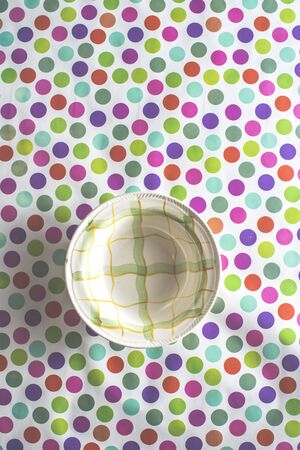 Empty plate on colorful backgroundの写真素材