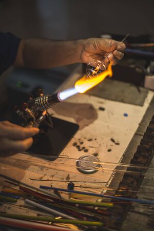 Manual manufacture of glass wareの写真素材