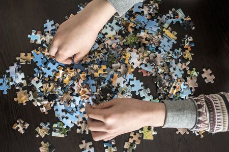 Child and puzzle.の写真素材