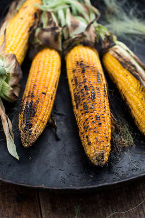 Roasted corn on the grill. Close upの写真素材