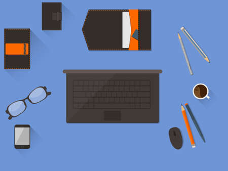 Flat design vector illustration of modern  office workspaceのイラスト素材
