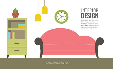 Modern interior design of a living room.のイラスト素材
