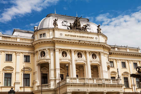 Slovak National Theater on Hviezdoslav Square in the Old Town in Bratislava, Slovakia  It is the second oldest Slovak professional theatre のeditorial素材