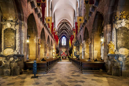 Interior of St. John the Baptist Cathedral on October 7, 2009 in Wroclaw, Poland. The cathedral is located in district Ostrow Tumski and is  seat of  Roman Catholic Archdiocese of Wroclaw and cityのeditorial素材