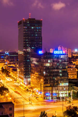 Eurotower building, home of Zagreb Stock Exchange, in Zagreb, Croatia. With 109,5 meters, 23 storeys and 5 underground levels, it is the tallest building in Croatiaのeditorial素材
