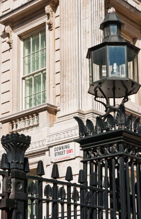 Downing Street 10, home of the Prime Minister of the United Kingdom of Great Britain. The gate on the entrance to one of the most secured buildings in the world.のeditorial素材