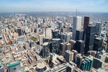 View at downtown Toronto. Toronto is financial capital of Canada with five largest financial institutions of Canada situated in offices in the Financial District. のeditorial素材