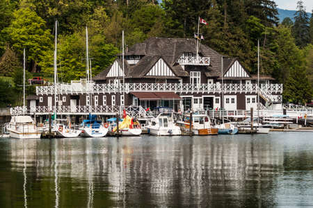 Historic Vancouver Rowing Club in Stanley Park on Coal Harbor in Vancouver, Canada. It opened in 1888 and is 10% larger than NY Central Park.のeditorial素材