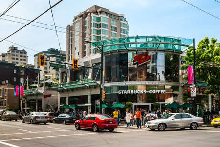 Starbucks Coffee at Robson & Thurlow in Vancouver, Canada. Starbucks is worldのeditorial素材
