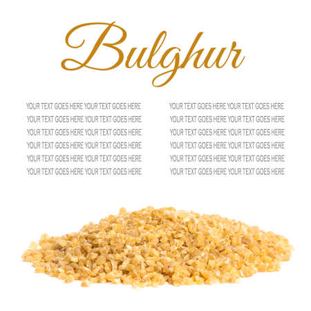 Pile of bulghur isolated on white background, with text standing in for copy space の写真素材