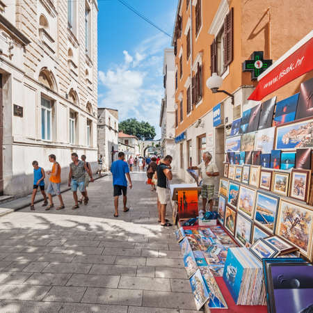 Tourists walking on the streets in Zadar, Croatia  Zadar is seat of Roman Catholic Archdiocese of Zadar and historical center of Dalmatia のeditorial素材