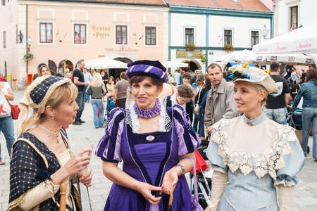 VARAZDIN, CROATIA - AUGUST 29, 2006: Costumed entertainers on the streets of Varazdin during Spancirfest festival. It is street festival held every year since 1999 and lasts for 10 days, hosting over 100,000 tourists. のeditorial素材