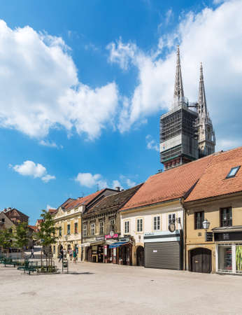 ZAGREB, CROATIA - AUGUST 8, 2014: Bakaceva street in Zagreb city center, adjacent to the main city square and just underneath the cathedral. It is one of the oldest streets in the city.のeditorial素材